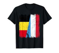 Belgio Lussemburgo Half Flag Belgian Luxembourgish Jersey Maglietta