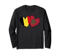 Belgio Marocco Cuori Bandiera Belga Marocchina Amicizia Maglia a Manica