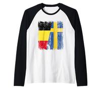 Belgio Svezia Mezza bandiera Belga Radici svedesi Maglia con Maniche Raglan