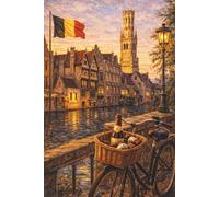 BELGIQUE - Carnet de notes élégant: Beffroi de Bruges - Idée cadeau pour amoureux de la Belgique