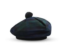 BELGLY Cappello scozzese Tam o' Shanter acrilico Tammy Jimmy cappello piatto in molti tartan, Orologio nero., Taglia unica