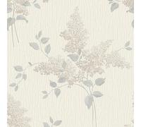 Tiffany Fiore Lillà Vinile Carta da Parati Floreale Lucido Belgravia Beige 41311