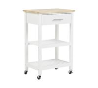 Beliani Carrello cucina bianco legno di pino e mdf