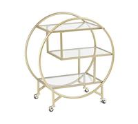 Beliani Carrello da cucina dorato glam con tre ripiani in vetro 50 x 34 cm