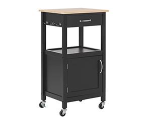 Beliani carrello portavivande nero in legno di pino e mdf