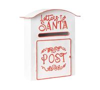 Beliani Cassetta Postale Lettere a Babbo Natale per Interni all'aperto con Motivo Natalizio Bianco