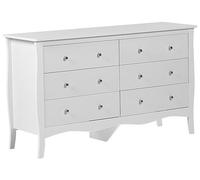 Beliani Cassettiera Bianca con 6 Cassetti 75 x 130 cm