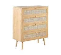 Beliani Cassettiera con 4 cassetti in rattan marrone chiaro stile boho