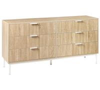 Beliani Cassettiera moderna MDF 6 cassetti Maniglie scanalate marrone chiaro