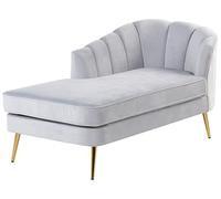 Beliani Chaise Longue Destra in Velluto Grigio Chiaro e Gambe Dorate