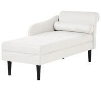 Beliani Chaise longue in tessuto con bracciolo destro con Gambe in legno bianco sporco