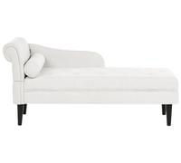 Beliani Chaise longue in tessuto con bracciolo sinistro con Gambe in legno bianco sporco