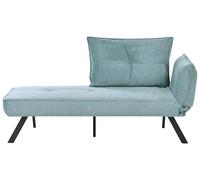 Beliani Chaise longue in tessuto con schienale regolabile e funzione letto lato destro idrorepellente color azzurro