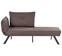 Beliani Chaise longue in tessuto con schienale regolabile e funzione letto lato sinistro idrorepellente color marrone