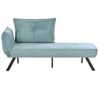 Beliani Chaise longue in tessuto con schienale regolabile e funzione letto lato sinistro idrorepellente color azzurro