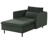 Beliani Chaise longue in velluto a coste moderno imbottita con cuscini verde scuro Egeirs