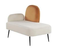 Beliani Chaise longue velluto bianco e arancione sinistra stile minimalista