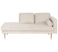 Beliani Chaise Longue Versione Destra Velluto Beige e Oro Piedi in Metallo