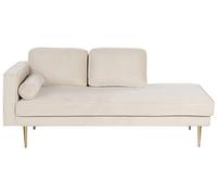 Beliani Chaise Longue Versione Sinistra Velluto Beige e Oro Piedi in Metallo