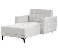 Beliani Chaise Lounge Reclinabile in tessuto grigio chiaro Trapuntata Piedini Argento