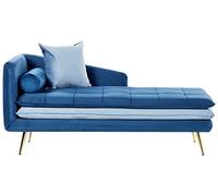 Beliani Chaise Lounge Sinistra Ble e Azzurra Trapuntatura a Bottoni