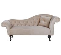 Beliani Chaise Lounge Stile Retrò Vintage Lato Destro Velluto Beige