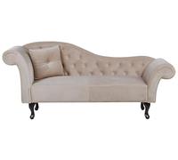 Beliani Chaise Lounge Stile Retrò Vintage Lato Sinistro Velluto Beige