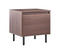 Beliani Comodino con 1 cassetto capiente con gambe in metallo stile minimalista marrone scuro