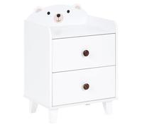 Beliani Comodino da Notte per Bambini con 2 Cassetti a Tema Animale in MDF e Gambe in Legno di Pino Bianco