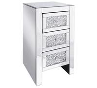 Beliani Comodino Glam Camera da Letto Specchiato Argento 3 Cassetti