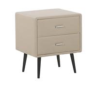 Beliani Comodino in Similpelle Beige con 2 Cassetti Camera da Letto Moderna