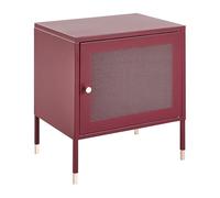 Beliani Comodino metallo rosso scuro 45 x 35 cm ante a rete camera da letto