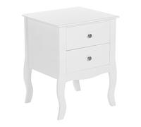 Beliani Comodino Scandinavo Camera da Letto in MDF Bianco 2 Cassetti
