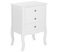 Beliani Comodino Scandinavo Camera da Letto in MDF Bianco 3 Cassetti