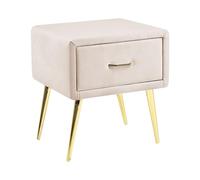 Beliani Comodino velluto beige e oro con cassetto