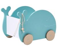 Beliani Contenitore giocattoli con ruote a forma di balena Carrello con maniglia Organizer giocattoli MDF Camera bambini Blu