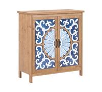 Beliani Credenza a 2 ante con motivo costiero mediterraneo 2 ripiani marrone e blu