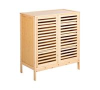 Beliani Credenza a 2 ante in bambù Armadio per scarpe con ante scorrevoli a doghe e ripiani in stile bohémien