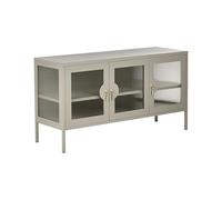 Beliani Credenza a 3 ante con Ante in vetro scanalato Beige chiaro