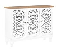 Beliani Credenza a 3 ante con frontali bianchi traforati trasparenti