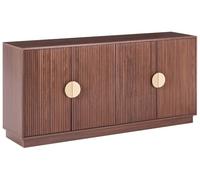 Beliani Credenza a 4 ante in MDF con frontale scanalato marrone scuro