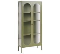 Beliani Credenza alta in acciaio, 2 ante, elementi in vetro verde