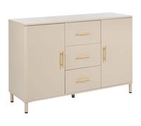 Beliani Credenza in acciaio a 2 ante con cassetti e maniglie dorate beige