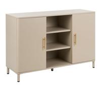Beliani Credenza in acciaio a 2 ante con ripiani aperti, angoli arrotondati e maniglie dorate beige