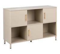 Beliani Credenza in acciaio a 3 ante con ripiani e maniglie dorate e beige