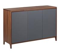 Beliani Credenza in Legno Scuro e Grigio in Legno 3 Ante Stile Retro Moderno