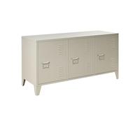 Beliani Credenza in metallo beige 120 x 40 cm 3 ante mensole regolabili passacavi