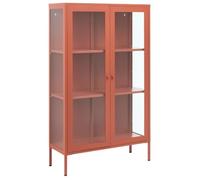 Beliani Credenza in metallo marrone dorato 90 x 35 cm con 2 porte in vetro