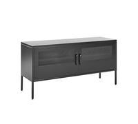Beliani Credenza in metallo nero 118 x 40 cm 2 ante ripiani in rete passacavi