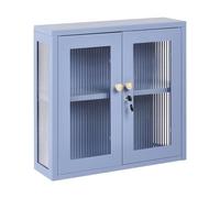 Beliani Credenza Mid-Century in acciaio a 2 ante alta blu cashmere